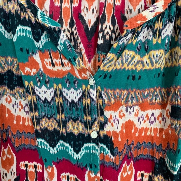 Lucky Brand Alexis Ikat Peasant Button Down Top - Picture 8 of 8